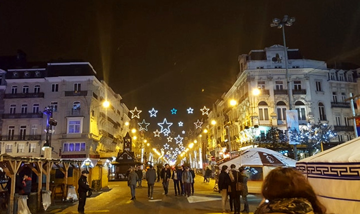 Place de la Bourse à Bruxelles à Noel